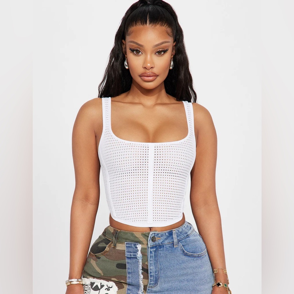 Fashion nova white corset crop top